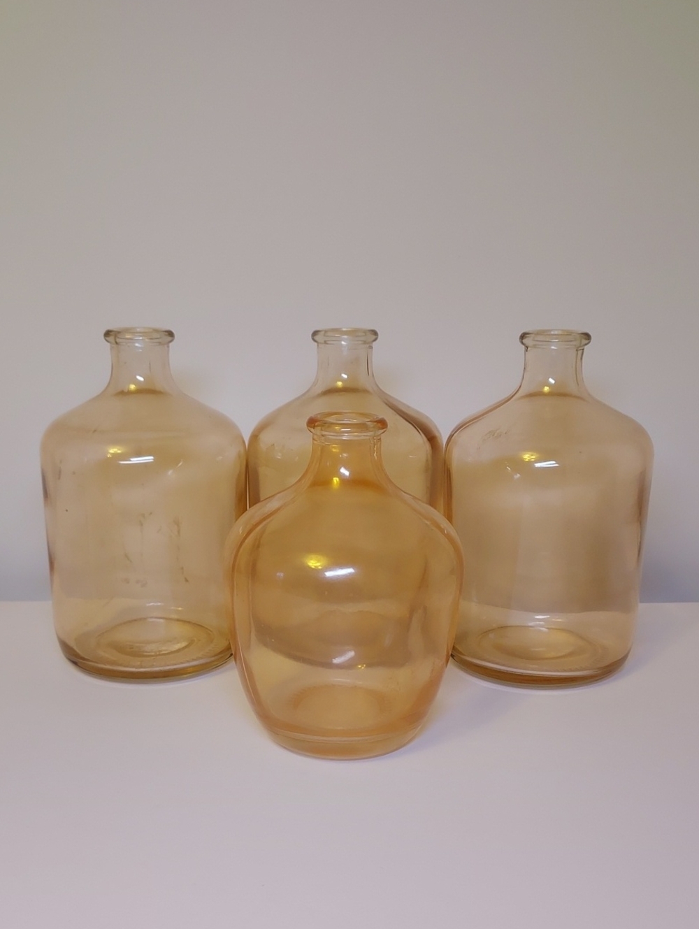 Peachy-Pink Iridescent Glass Bud Vases